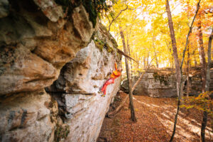 Person sport climbing in Three Gorges